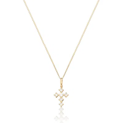 Lily & Roo Solid Gold Brilliant Genuine Diamond Tiny Cross Necklace