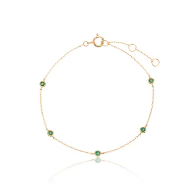 Lily & Roo Solid Gold Five Stone Emerald Bracelet