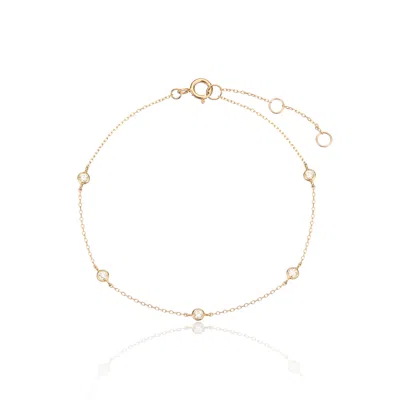 Lily & Roo Solid Gold Five Stone Genuine Diamond Bracelet