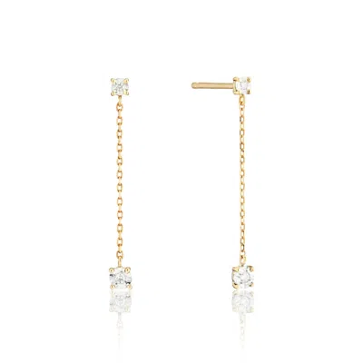 Lily & Roo Solid Gold Genuine Diamond Drop Stud Earrings