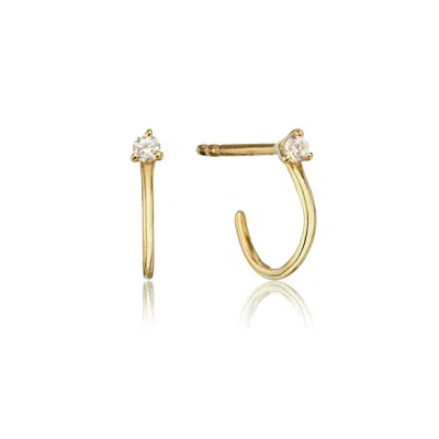 Lily & Roo Solid Gold Genuine Diamond Lobe Hoop Stud Earrings
