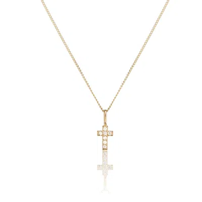 Lily & Roo Solid Gold Genuine Diamond Tiny Cross Necklace