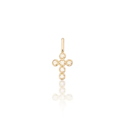 Lily & Roo Solid Gold Individual Genuine Diamond Rounded Tiny Cross Charm