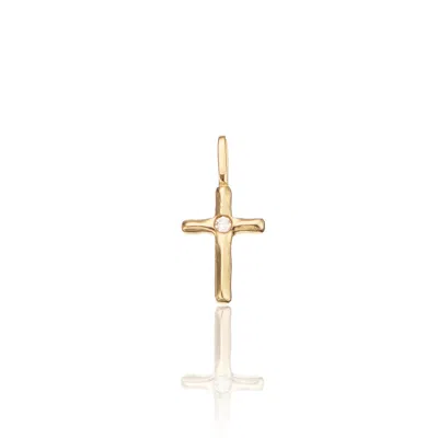 Lily & Roo Solid Gold Individual Single Genuine Diamond Tiny Cross Charm