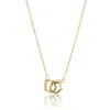 Lily & Roo Solid Gold Interlinking Two Ring Necklace