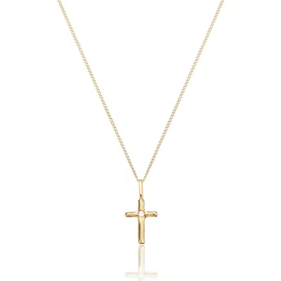 Lily & Roo Solid Gold Single Genuine Diamond Tiny Cross Necklace