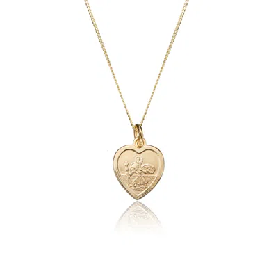 LILY & ROO SOLID GOLD SMALL HEART ST CHRISTOPHER NECKLACE