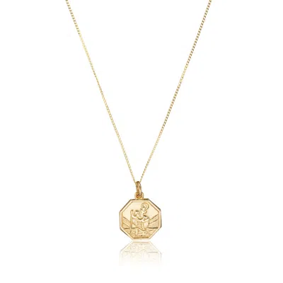 Lily & Roo Solid Gold Small Octagonal St Christopher Necklace