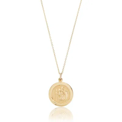 Lily & Roo Solid Gold Small Round St Christopher Medallion Necklace