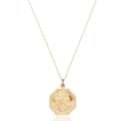 Lily & Roo Solid Gold St Christopher Octagonal Medallion Necklace