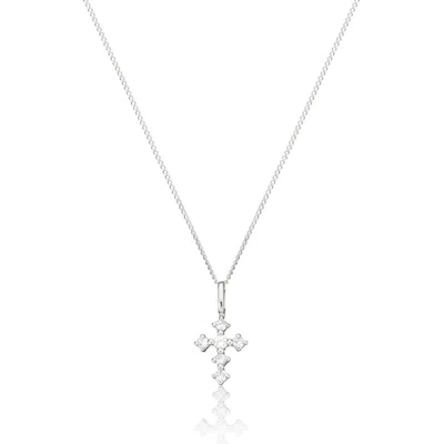 Lily & Roo Solid White Gold Brilliant Genuine Diamond Tiny Cross Necklace
