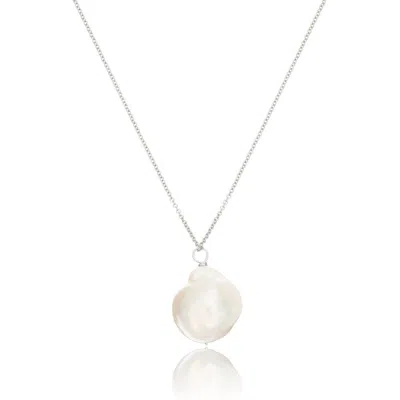 Lily & Roo Solid White Gold Extra Large Baroque Pearl Necklace In Silver