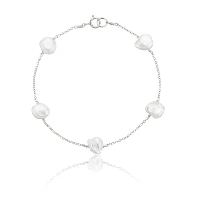 Lily & Roo Solid White Gold Five Baroque Pearl Bracelet
