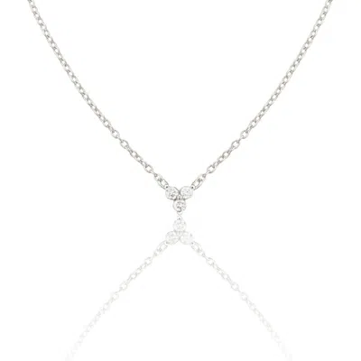 Lily & Roo Solid White Gold Floating Diamond Cluster Necklace In Metallic