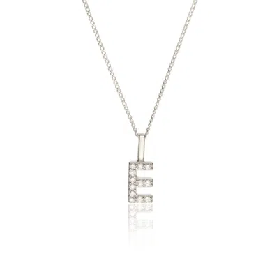 Lily & Roo Solid White Gold Genuine Diamond Initial Letter Necklace In Metallic