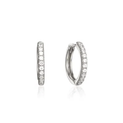 Lily & Roo Solid White Gold Genuine Diamond Style Large Hoop Earrings In Silver