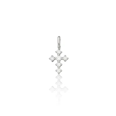 Lily & Roo Solid White Gold Individual Brilliant Genuine Diamond Tiny Cross Charm