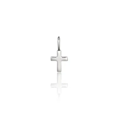 Lily & Roo Solid White Gold Individual Tiny Cross Charm In Silver