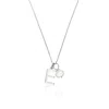 Lily & Roo Solid White Gold Initial And Pearl Drop Necklace In Silver