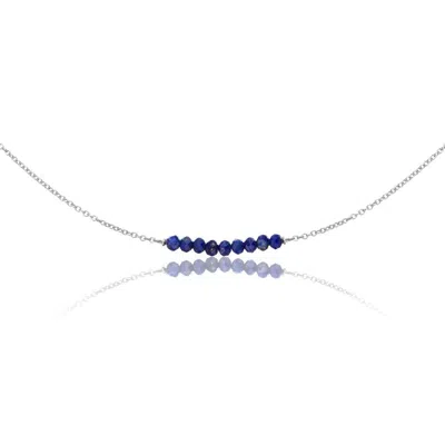 Lily & Roo Solid White Gold Lapis Gemstone Cluster Choker In Metallic