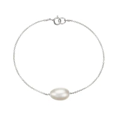 Lily & Roo Solid White Gold Large Pearl Bracelet