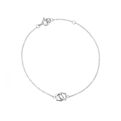 Lily & Roo Solid White Gold Love Link Bracelet In Metallic