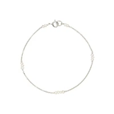 Lily & Roo Solid White Gold Mini Pearl Bracelet In Burgundy