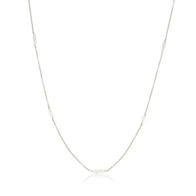 Lily & Roo Solid White Gold Mini Pearl Necklace In Silver