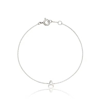 Lily & Roo Solid White Gold Miniature Initial Letter Bracelet In Silver