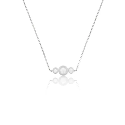 Lily & Roo Solid White Gold Multi Pearl Cluster Necklace In Silver