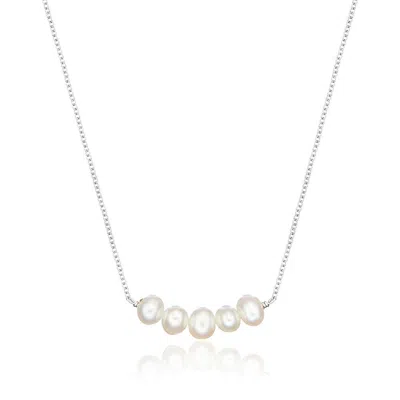 Lily & Roo Solid White Gold Pearl Cluster Necklace In Silver
