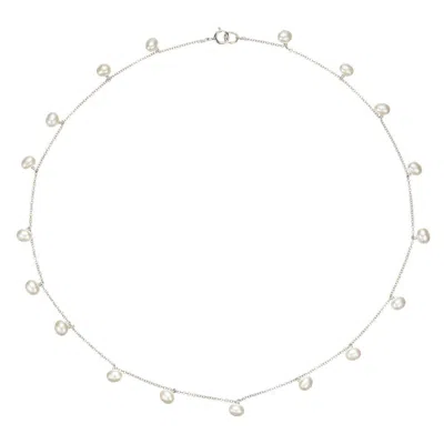 Lily & Roo Solid White Gold Pearl Drop Choker In Metallic