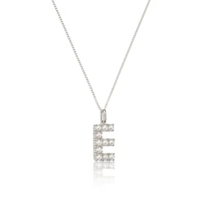Lily & Roo Solid White Gold Pearl Initial Letter Necklace In Silver