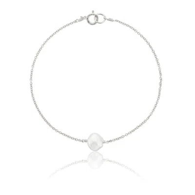 Lily & Roo Solid White Gold Single Baroque Pearl Bracelet