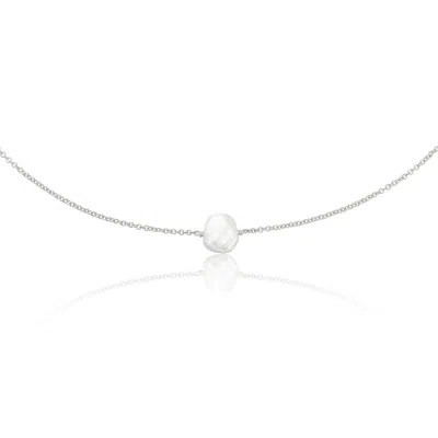Lily & Roo Solid White Gold Single Baroque Pearl Choker
