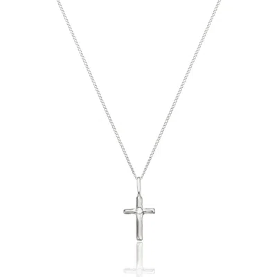 Lily & Roo Solid White Gold Single Genuine Diamond Tiny Cross Necklace
