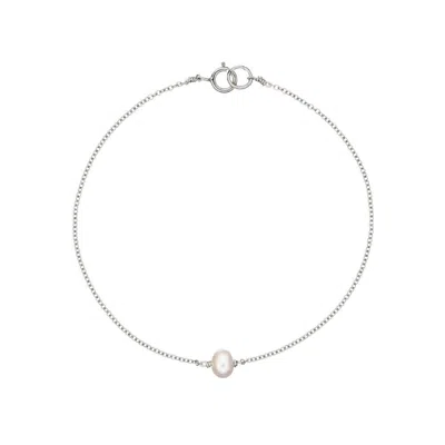 Lily & Roo Solid White Gold Single Pearl Bracelet In Metallic
