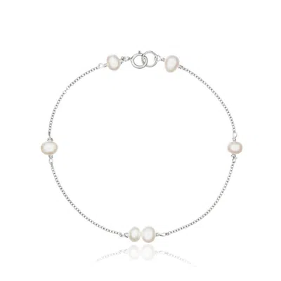 Lily & Roo Solid White Gold Six Pearl Bracelet In Metallic