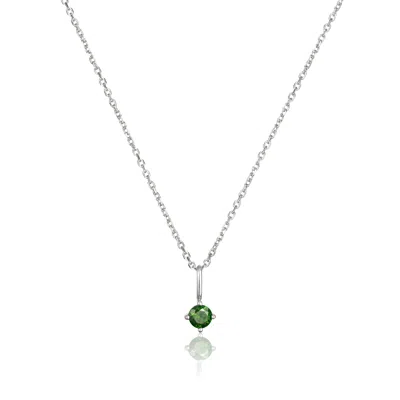 Lily & Roo Solid White Gold Small Birthstone Pendant Necklace In Silver