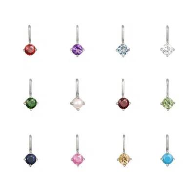 Lily & Roo Solid White Gold Small Individual Birthstone Charm In Metallic