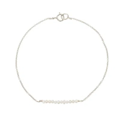 Lily & Roo Solid White Gold Small Pearl Cluster Bracelet In Burgundy