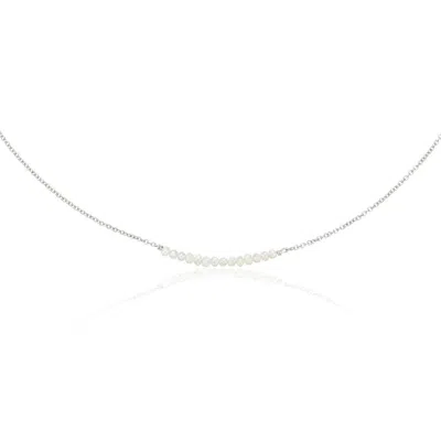 Lily & Roo Solid White Gold Small Pearl Cluster Choker In Silver