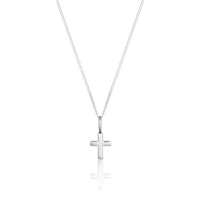 Lily & Roo Solid White Gold Tiny Cross Necklace In Silver