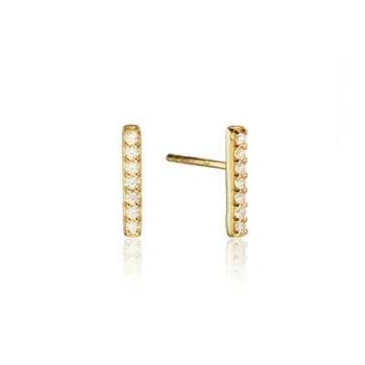 Lily & Roo Women's Gold Diamond Style Bar Stud Earrings