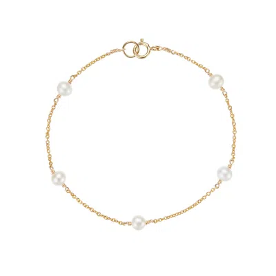 Lily & Roo Women's Gold Five Pearl Bracelet