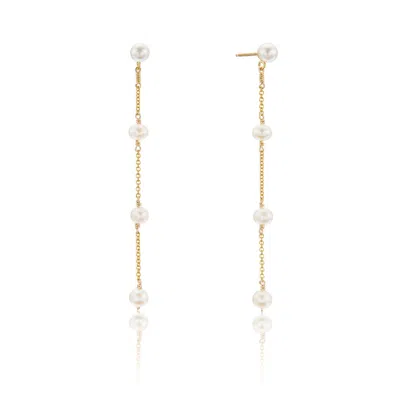 Lily & Roo Women's Gold Four Pearl Drop Earrings