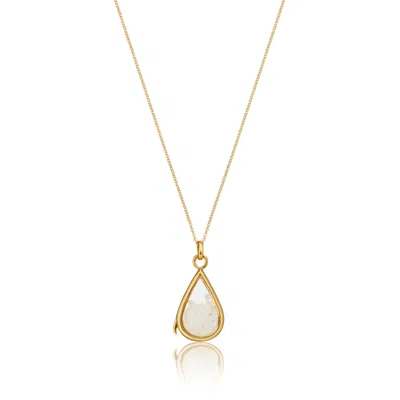 Lily & Roo Women's Gold Glass Moonstone Teardrop Locket