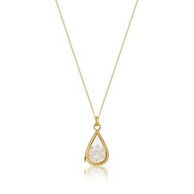 Lily & Roo Women's Gold Glass Quartz Teardrop Locket
