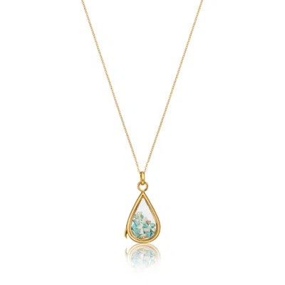 Lily & Roo Women's Gold Glass Turquoise Teardrop Locket
