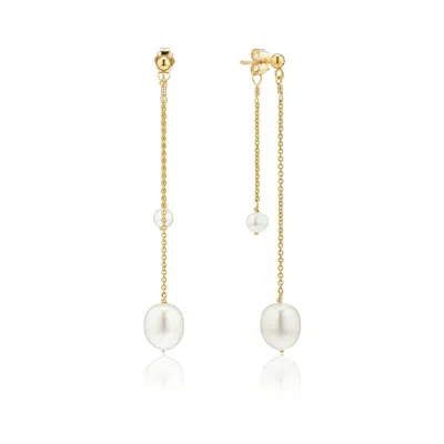 Lily & Roo Women's Gold Layered Large And Small Pearl Earrings